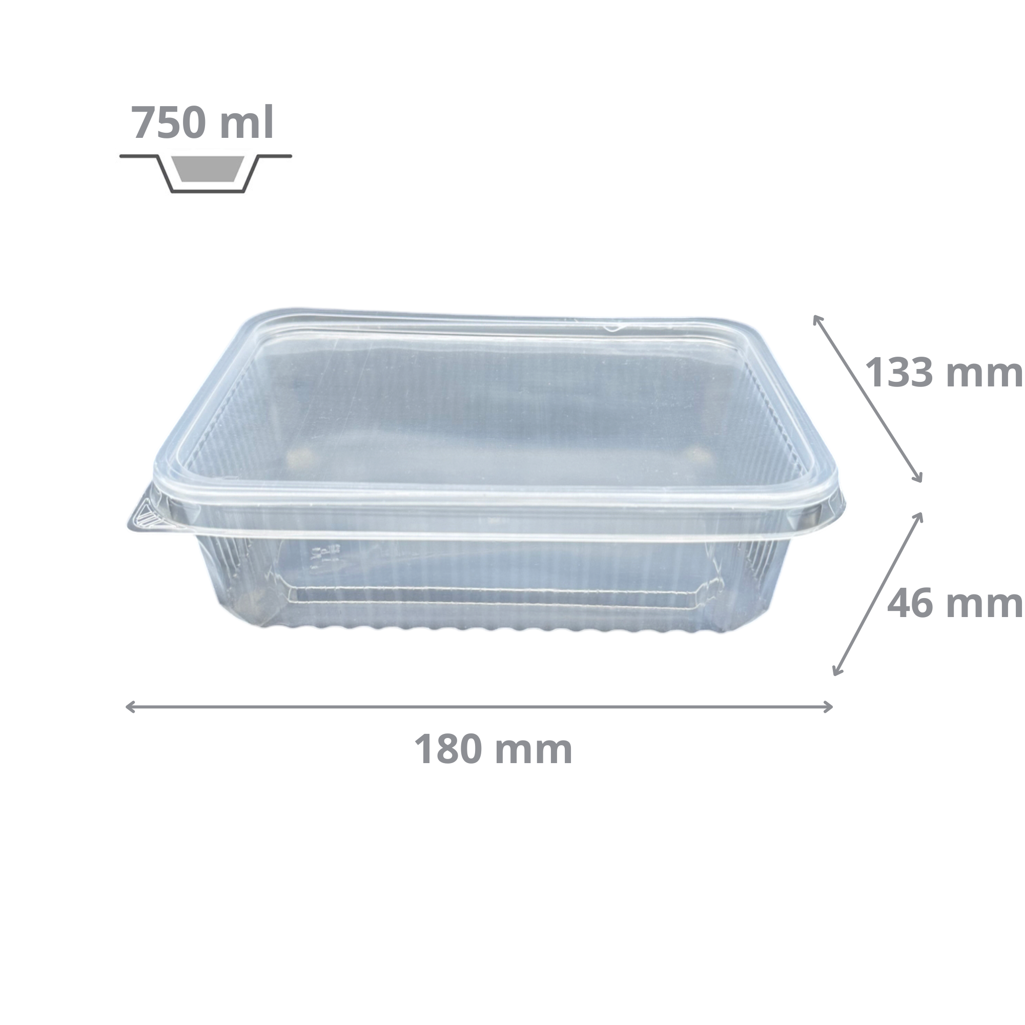 Barquette plastique micro-ondable avec couvercle 750 cc